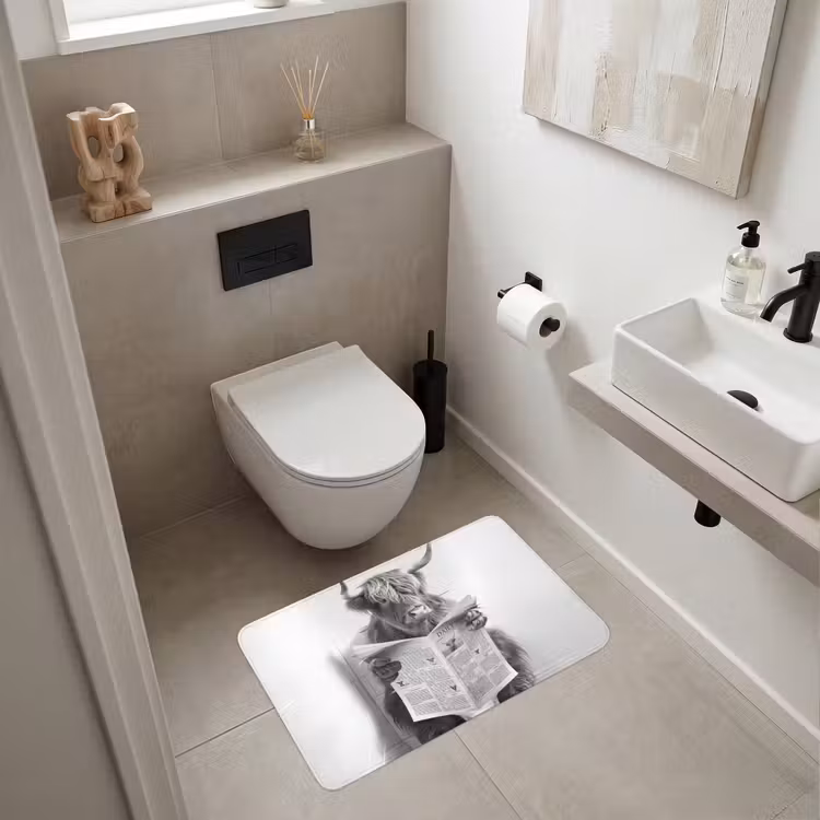 Schotse Hooglander - Dier - Krant - WC Badmat middel -sfeer4
