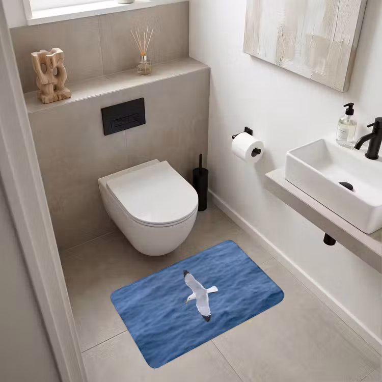 Zeemeeuw - Oceaan - Blauw Badmat middel -sfeer4