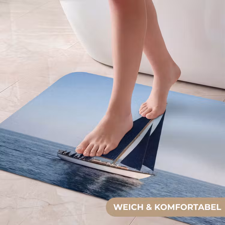 Zeilboot - Zee - Blauw Badmat middel -USP_ZachtDE