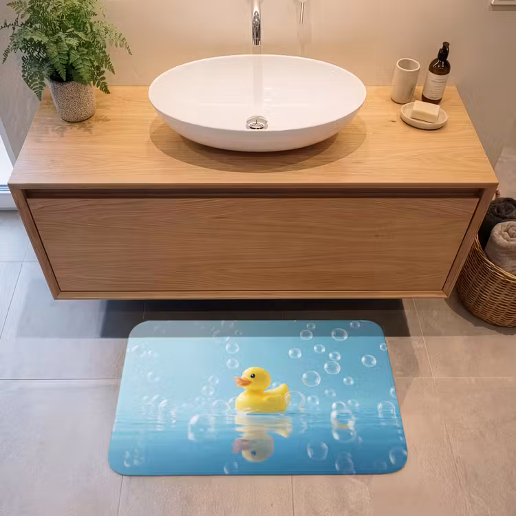 Bubbels - Badeend - Geel Badmat middel -sfeer1