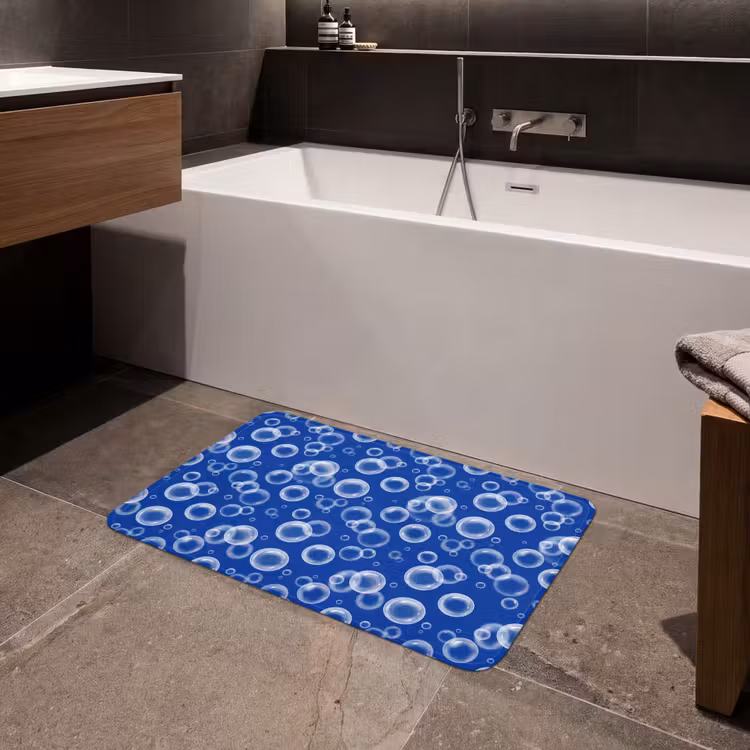 Bubbels - Patroon - Blauw Badmat middel -sfeer3