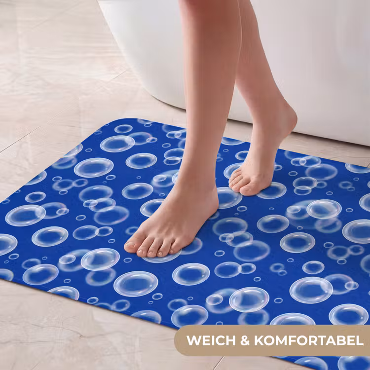 Bubbels - Patroon - Blauw Badmat middel -USP_ZachtDE