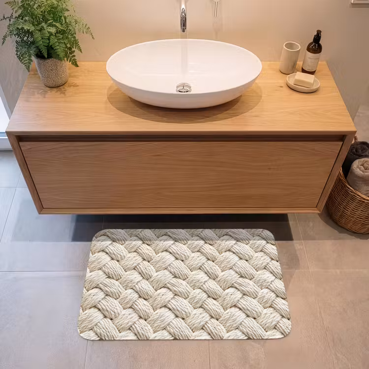 Touw - Gebreid - Beige Badmat middel 997 -sfeer1