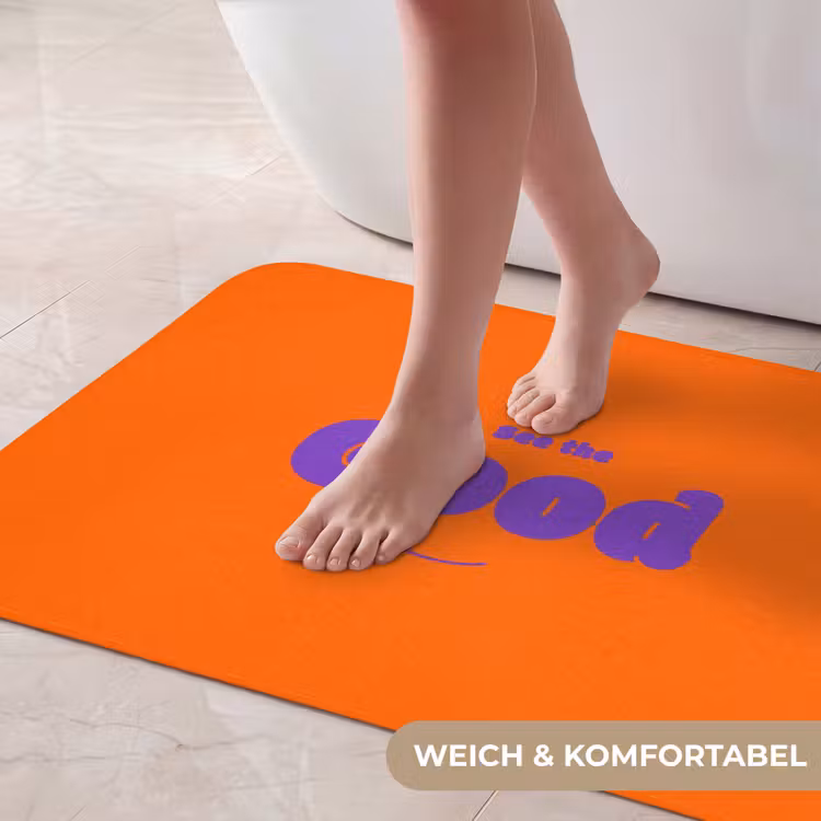 See the good - Paars - Oranje - Smiley Badmat middel -USP_ZachtDE