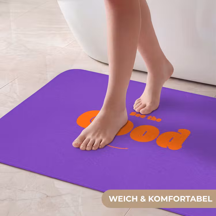 See the good - Oranje - Paars - Smiley Badmat middel -USP_ZachtDE