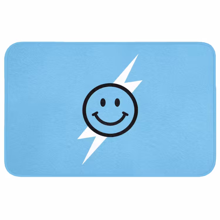 Smiley - Blauw - Bliksem Badmat middel -3d