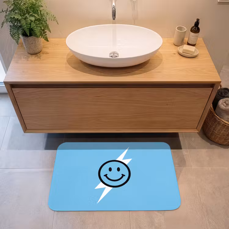 Smiley - Blauw - Bliksem Badmat middel -sfeer1