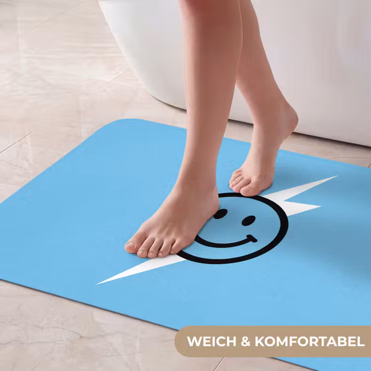 Smiley - Blauw - Bliksem Badmat middel -USP_ZachtDE