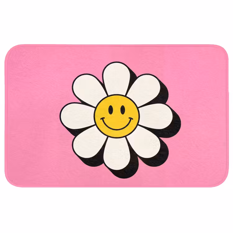 Smiley - Bloem - Roze Badmat middel -3d