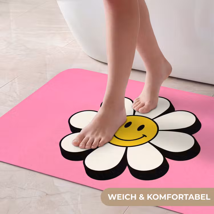 Smiley - Bloem - Roze Badmat middel -USP_ZachtDE