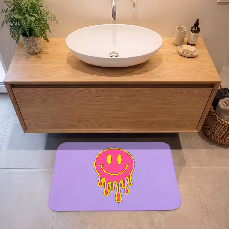 Smiley - Drip - Neon Badmat middel -sfeer1