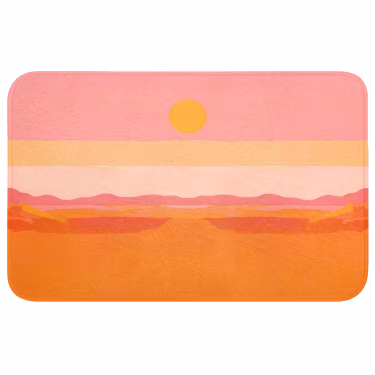 Zon - Abstract - Landschap - Oranje Badmat middel -3d