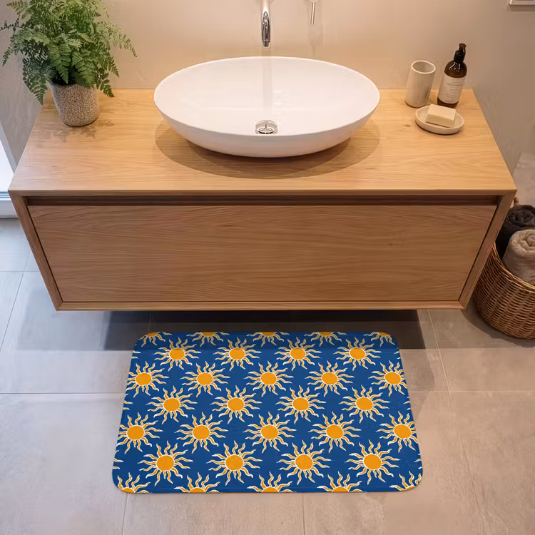 Zon - Patroon - Blauw Badmat middel 997 -sfeer1