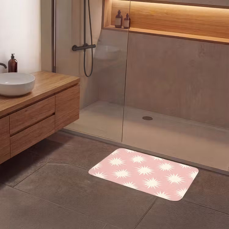 Zonnen - Patroon - Roze Badmat middel 997 -sfeer2