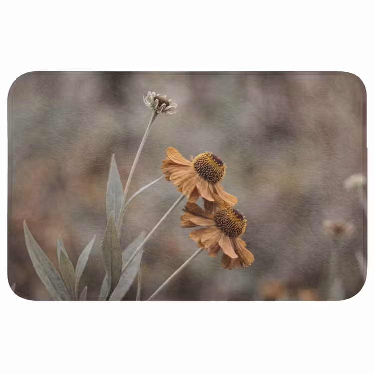 Zonnehoed - Droogbloemen - Geel - Warm Badmat middel -3d