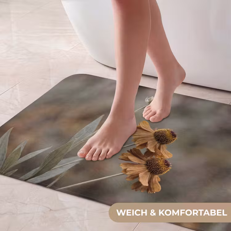 Zonnehoed - Droogbloemen - Geel - Warm Badmat middel -USP_ZachtDE