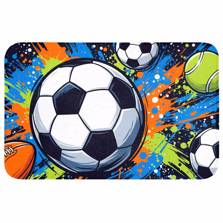 Sport - Ballen - Kleurrijk Badmat middel -3d