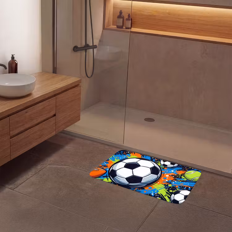 Sport - Ballen - Kleurrijk Badmat middel -sfeer2