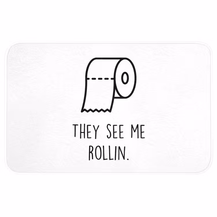 Spreuk - WC papier - They see me rollin - Wit - Quotes Badmat middel -3d