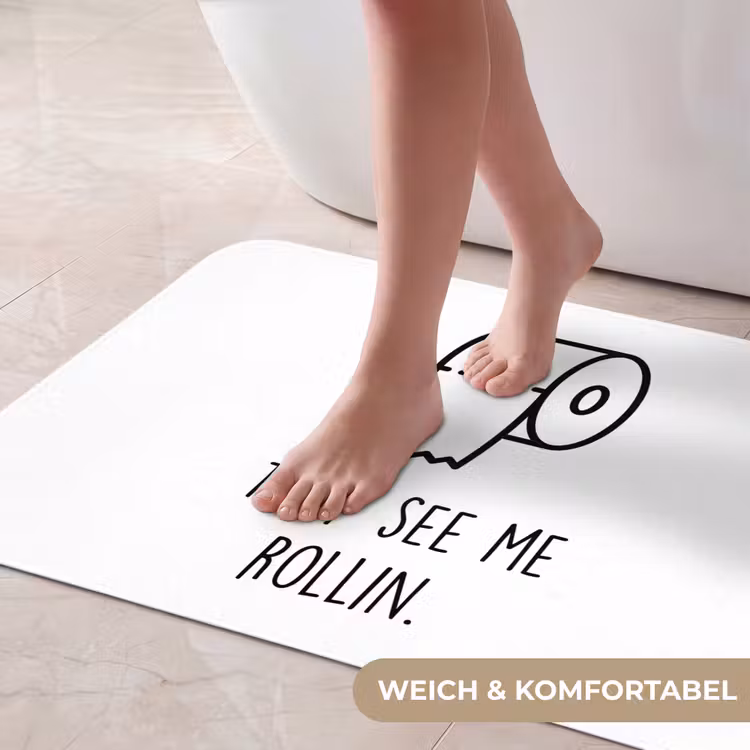 Spreuk - WC papier - They see me rollin - Wit - Quotes Badmat middel -USP_ZachtDE
