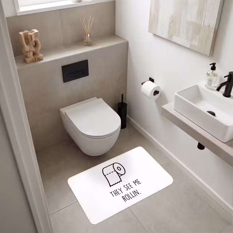 Spreuk - WC papier - They see me rollin - Wit - Quotes Badmat middel -sfeer4