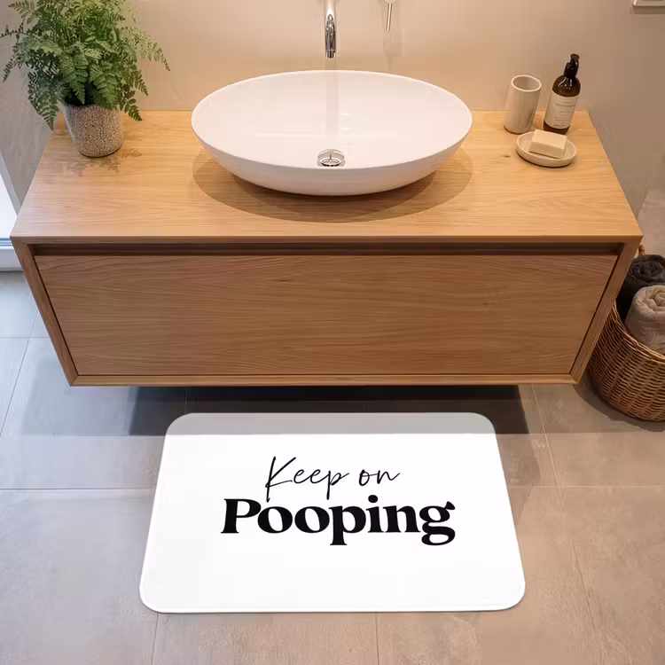 Spreuken - Keep on pooping - Wit - Quotes Badmat middel -sfeer1