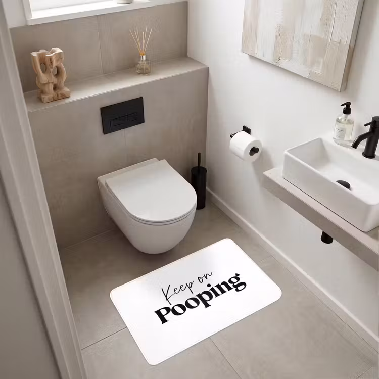 Spreuken - Keep on pooping - Wit - Quotes Badmat middel -sfeer4