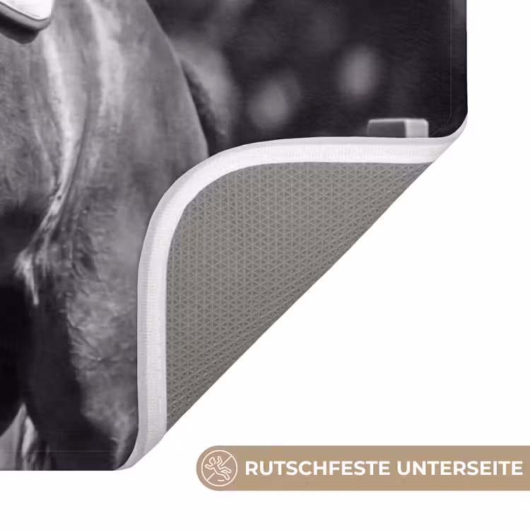 Springen - Paard - Zwart - Wit Badmat middel -USP_AntislipDE
