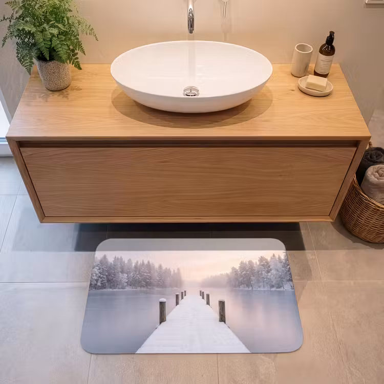 Steiger - Meer - Mist - Winter - Serene Badmat middel -sfeer1
