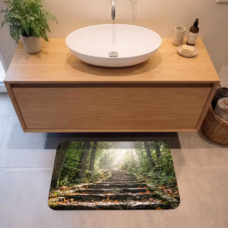 Stenen - Trap - Bos - Natuur Badmat middel -sfeer1
