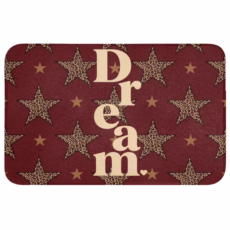 Sterren - Luipaardprint - Dream - Bordeaux Badmat middel -3d