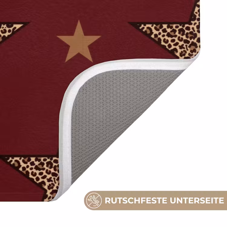 Sterren - Luipaardprint - Dream - Bordeaux Badmat middel -USP_AntislipDE