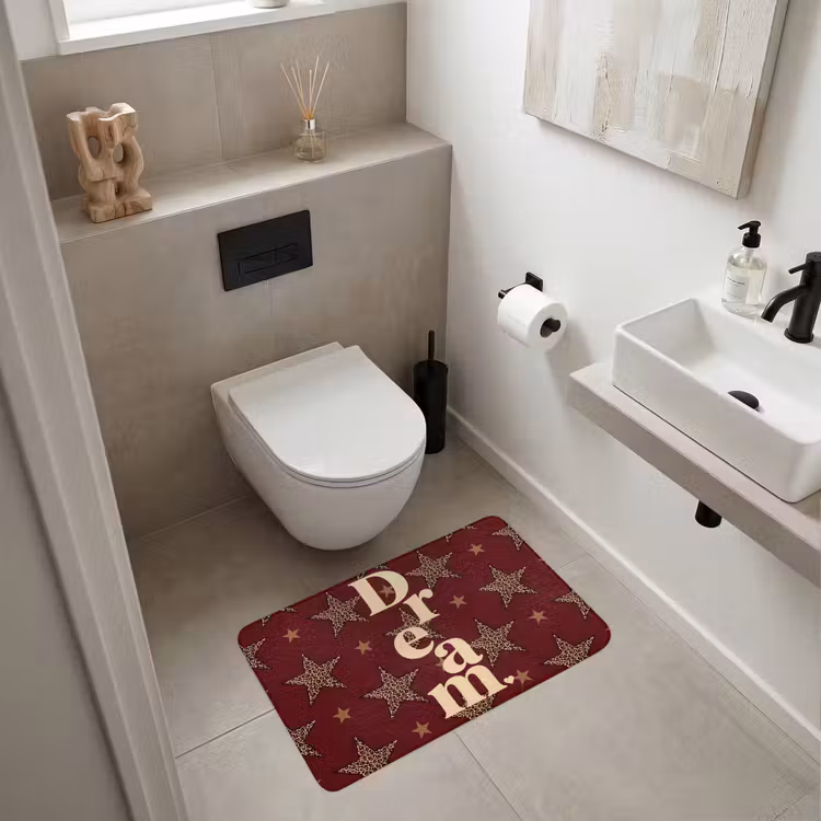 Sterren - Luipaardprint - Dream - Bordeaux Badmat middel -sfeer4