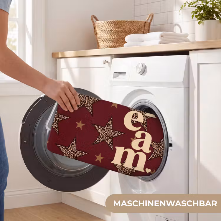Sterren - Luipaardprint - Dream - Bordeaux Badmat middel -USP_WasbaarDE