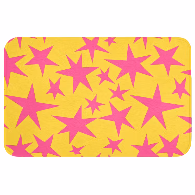 Sterren - Patroon - Roze - Geel Badmat middel 997 -3d