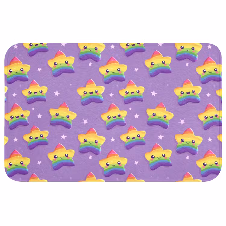 Sterren - Regenboog - Paars Badmat middel 997 -3d