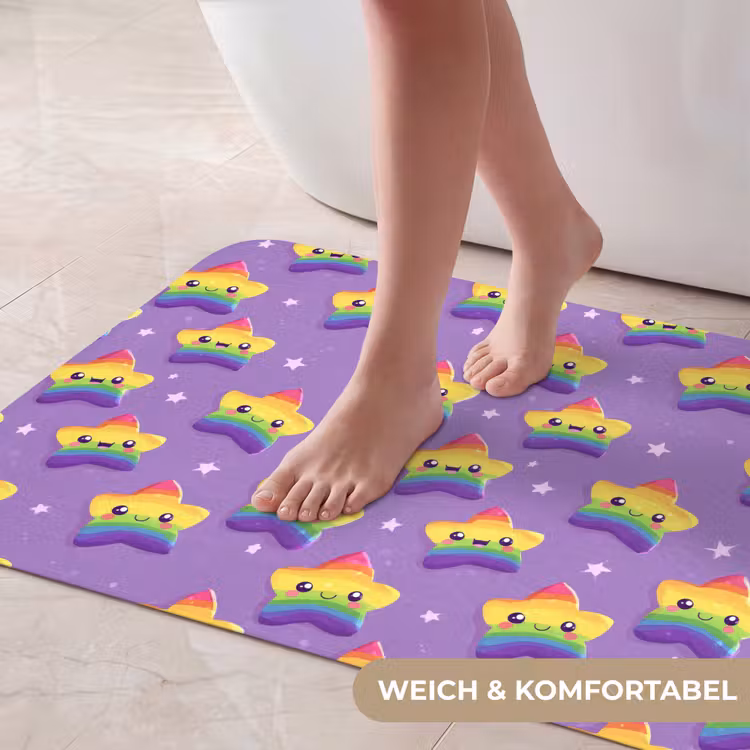 Sterren - Regenboog - Paars Badmat middel 997 -USP_ZachtDE
