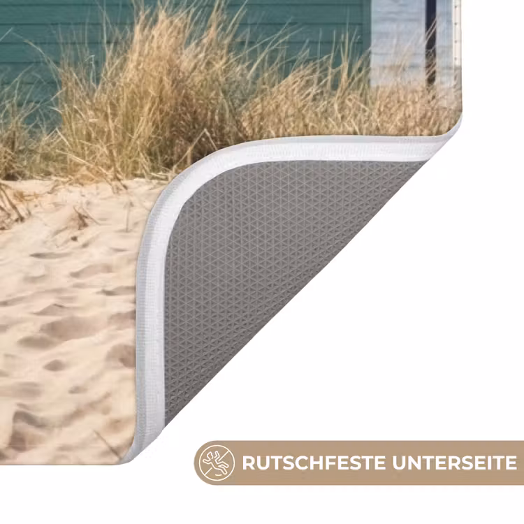Strand - Huisjes - Kleurrijk - Duinen Badmat middel -USP_AntislipDE