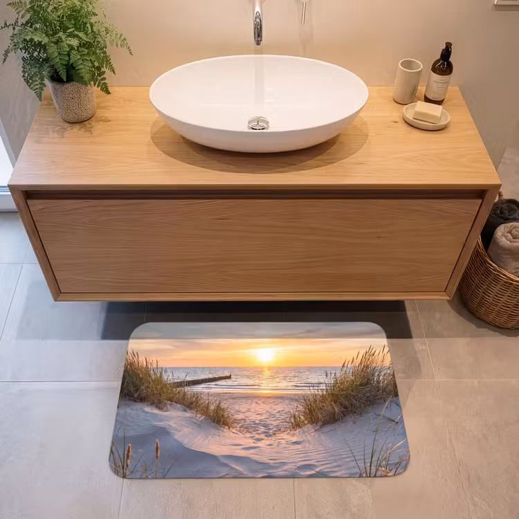 Strand - Zonsondergang - Natuur - Landschap Badmat middel -sfeer1