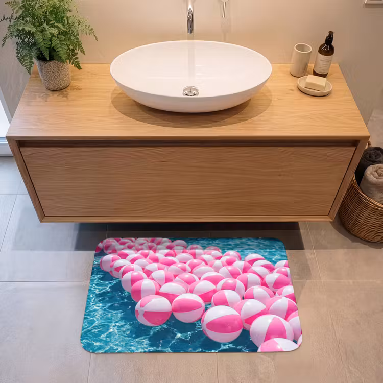 Strandballen - Roze - Water Badmat middel -sfeer1