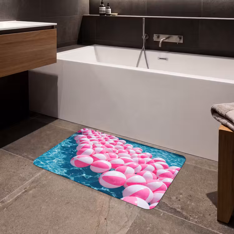 Strandballen - Roze - Water Badmat middel -sfeer3