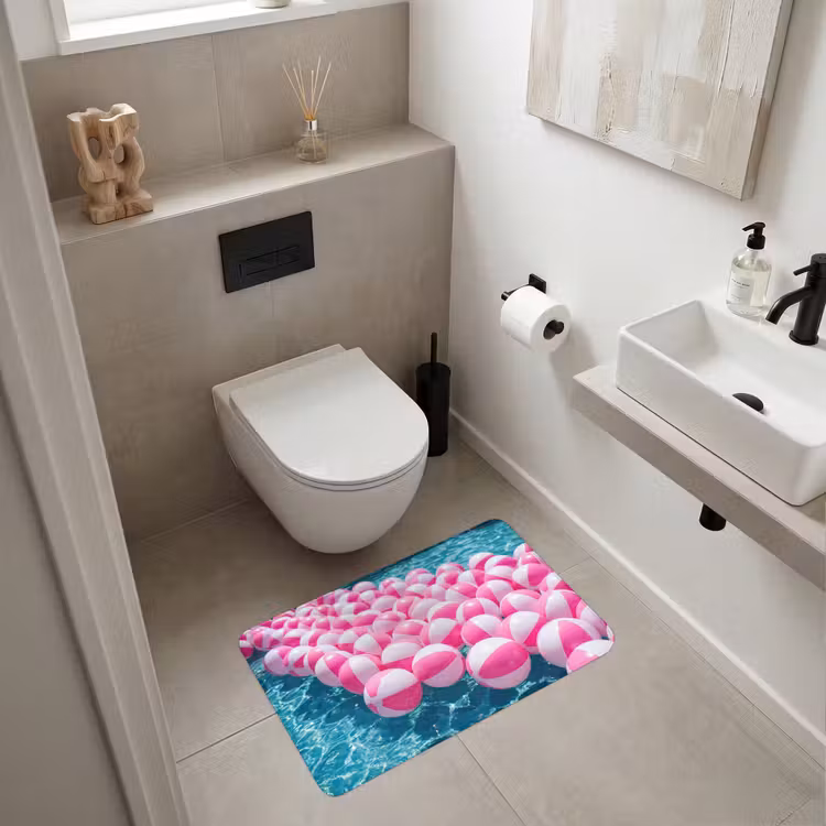 Strandballen - Roze - Water Badmat middel -sfeer4