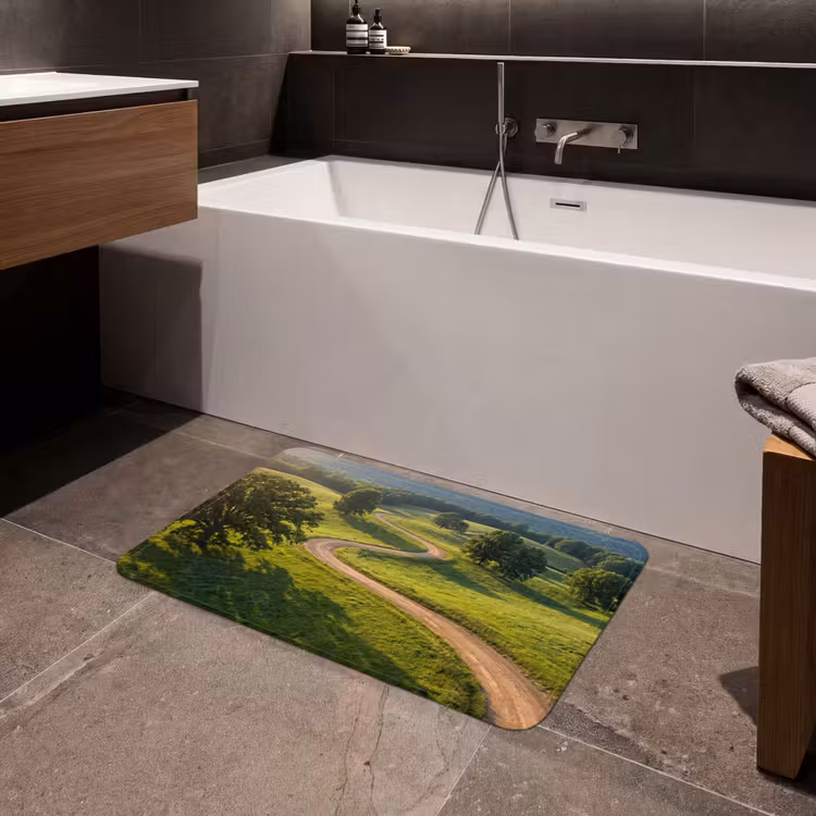 Weg - Weide - Natuur - Groen Badmat middel -sfeer3