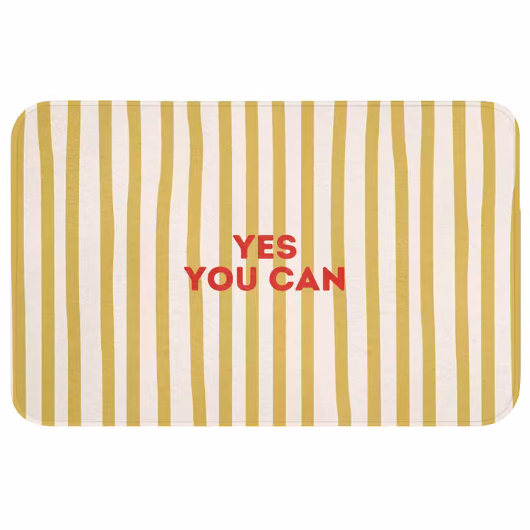 Strepen - Abstract - Yes you can - Rood Badmat middel -3d