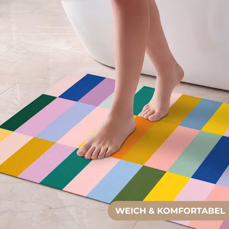Stroken - Blauw - Patroon - Abstract Badmat middel -USP_ZachtDE