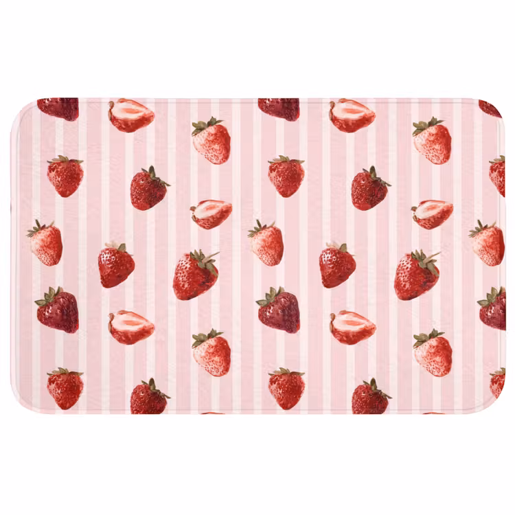 Strepen - Aardbei - Roze Badmat middel 997 -3d