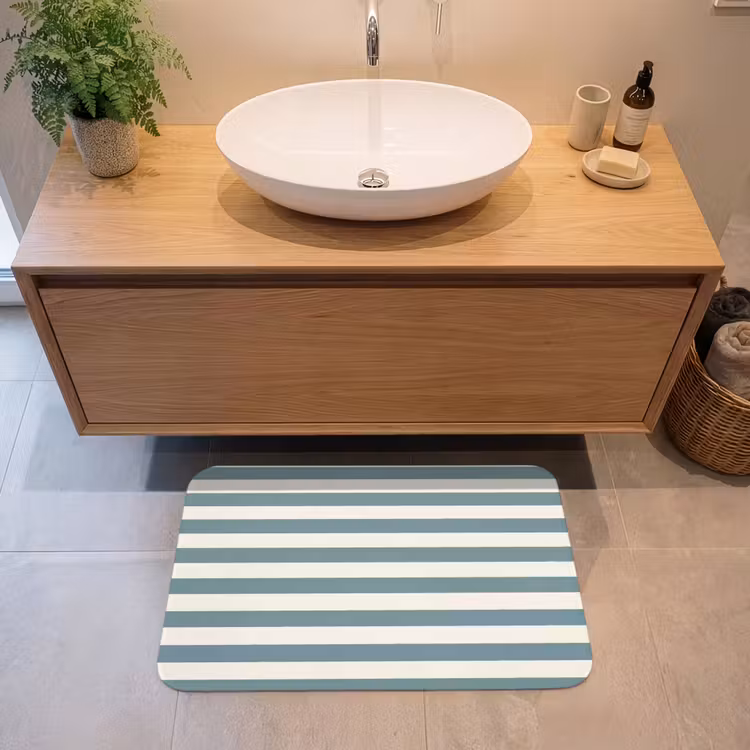 Strepen - Modern - Blauw Badmat middel 997 -sfeer1