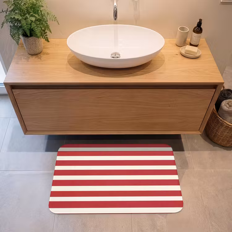 Strepen - Patroon - Rood Badmat middel 997 -sfeer1