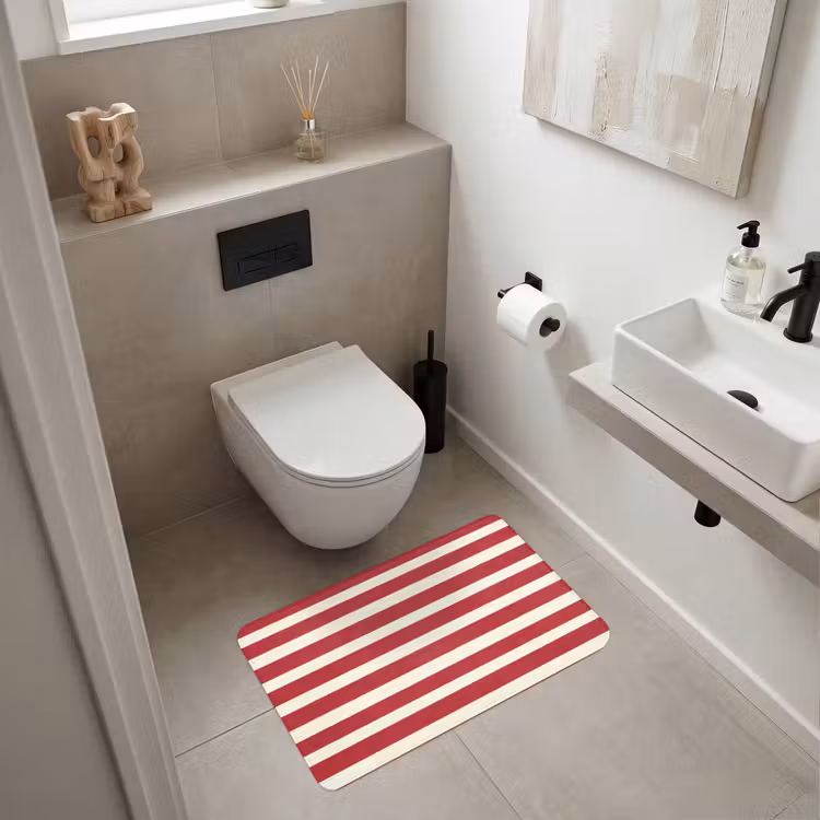 Strepen - Patroon - Rood Badmat middel 997 -sfeer4