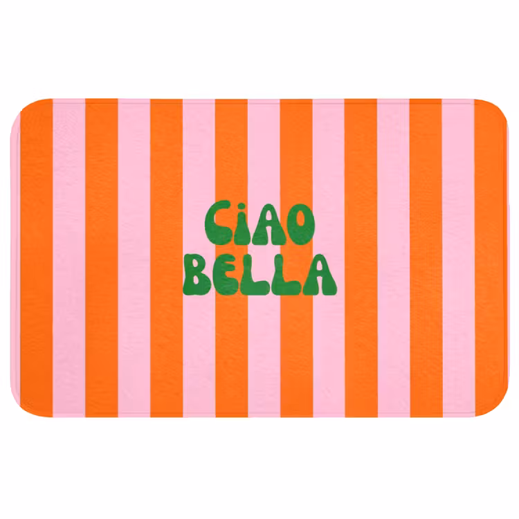 Strepen - Oranje - Verticaal - Ciao bella Badmat middel -3d
